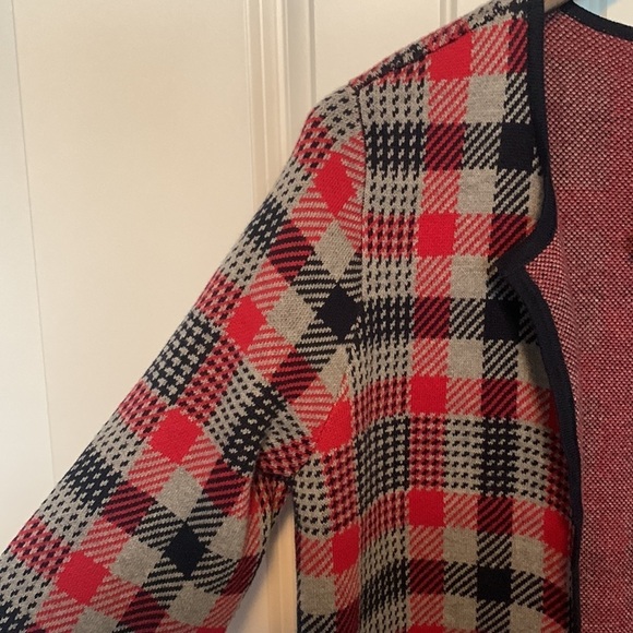 Jones New York Women Houndstooth Knit Plaid Sweater Long Duster Jacket NWT Small - Picture 10 of 14